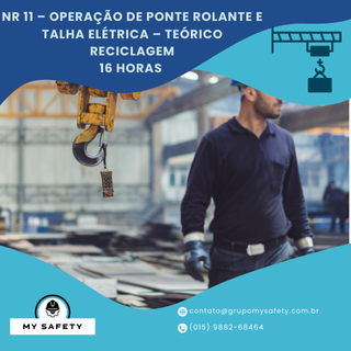 NR 11 – Operação de Ponte Rolante e Talha Elétrica – Teórico Reciclagem – 16 horas